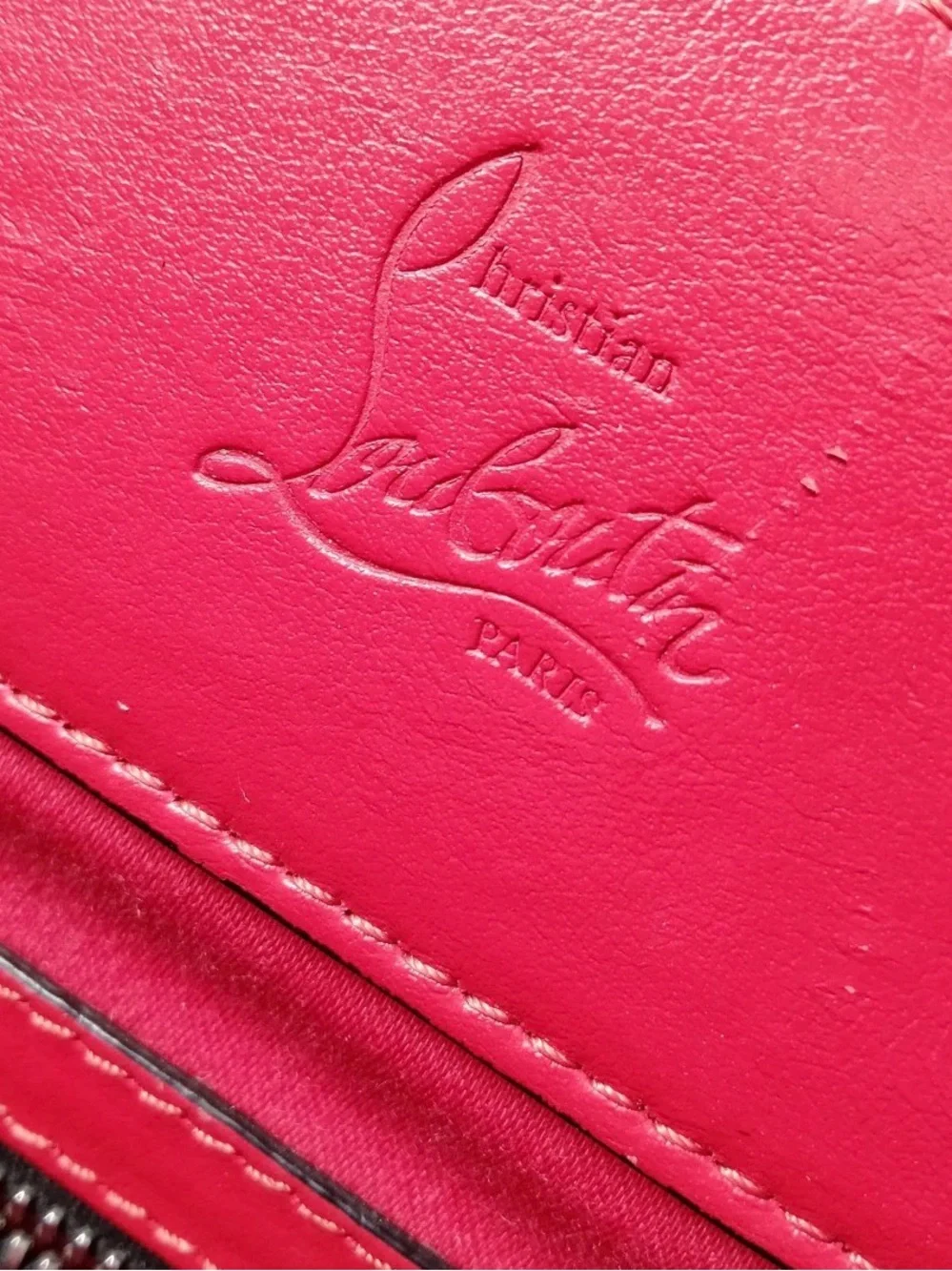 Christian Louboutin White Studded Leather Backpack with Red Trim